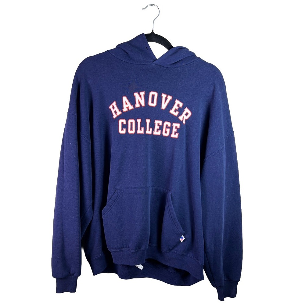 90s Vintage Russell Athletic Hanover College Hoodie Men XL Preppy
